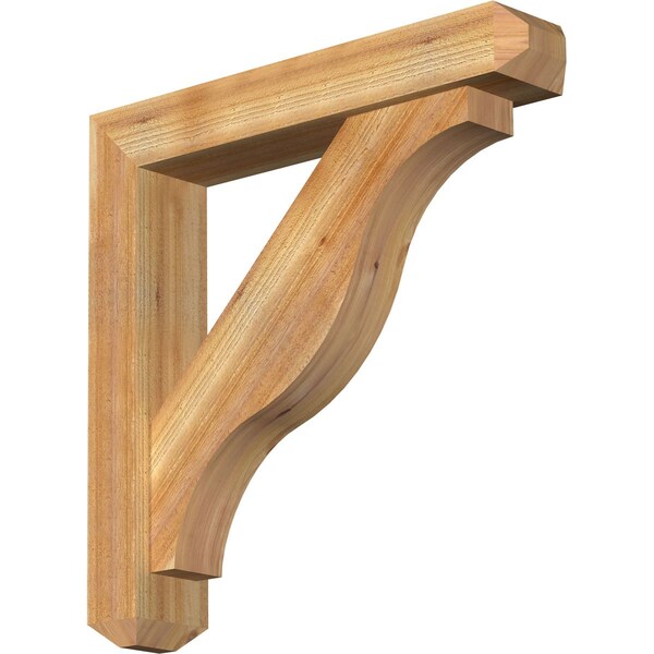 Ekena Millwork Funston Craftsman Rough Sawn Bracket w/ Offset Brace, Western Red Cedar, 6"W x 32"D x 32"H BKT0604X32X32FST04RWR - main